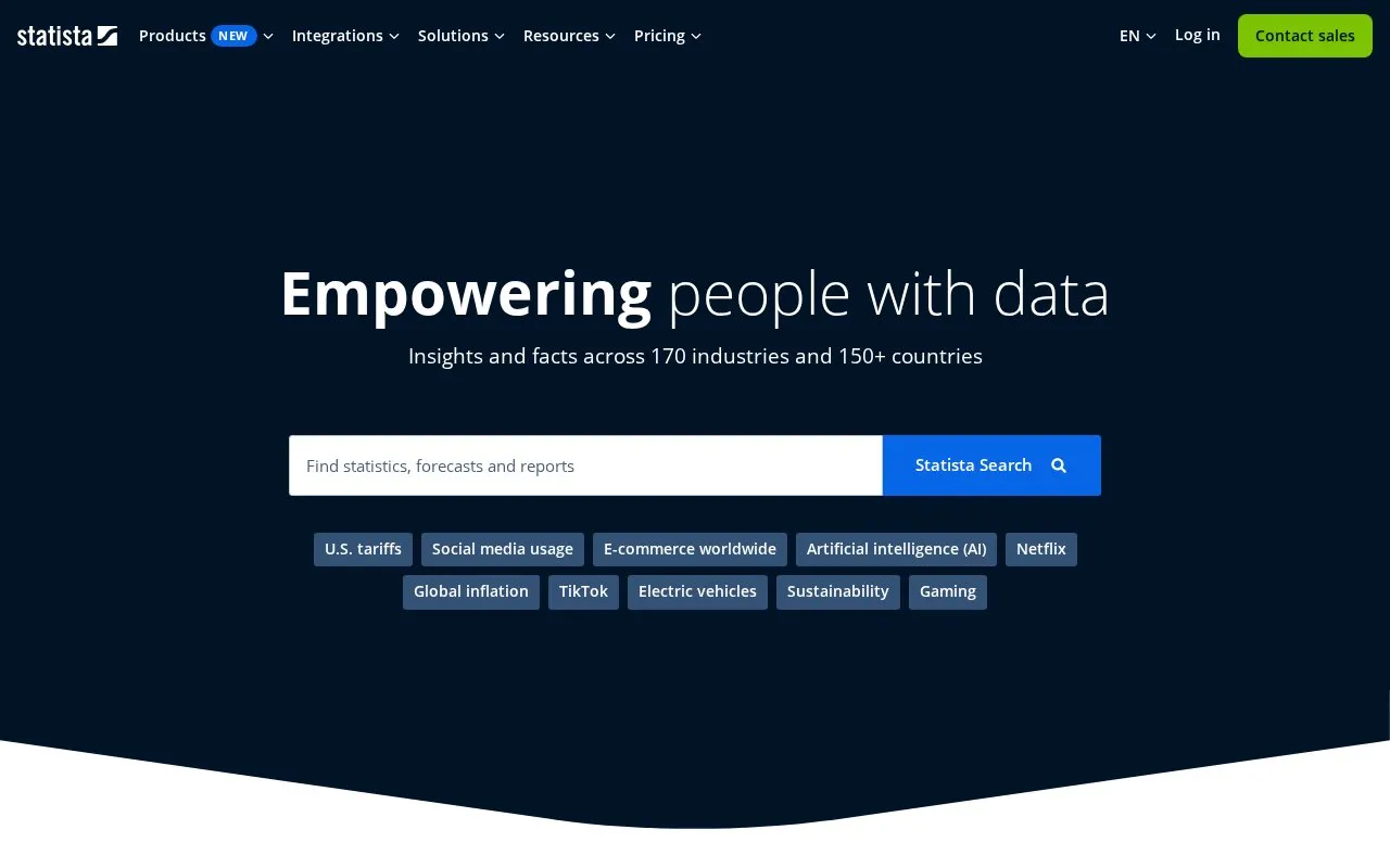 Statista homepage screenshot