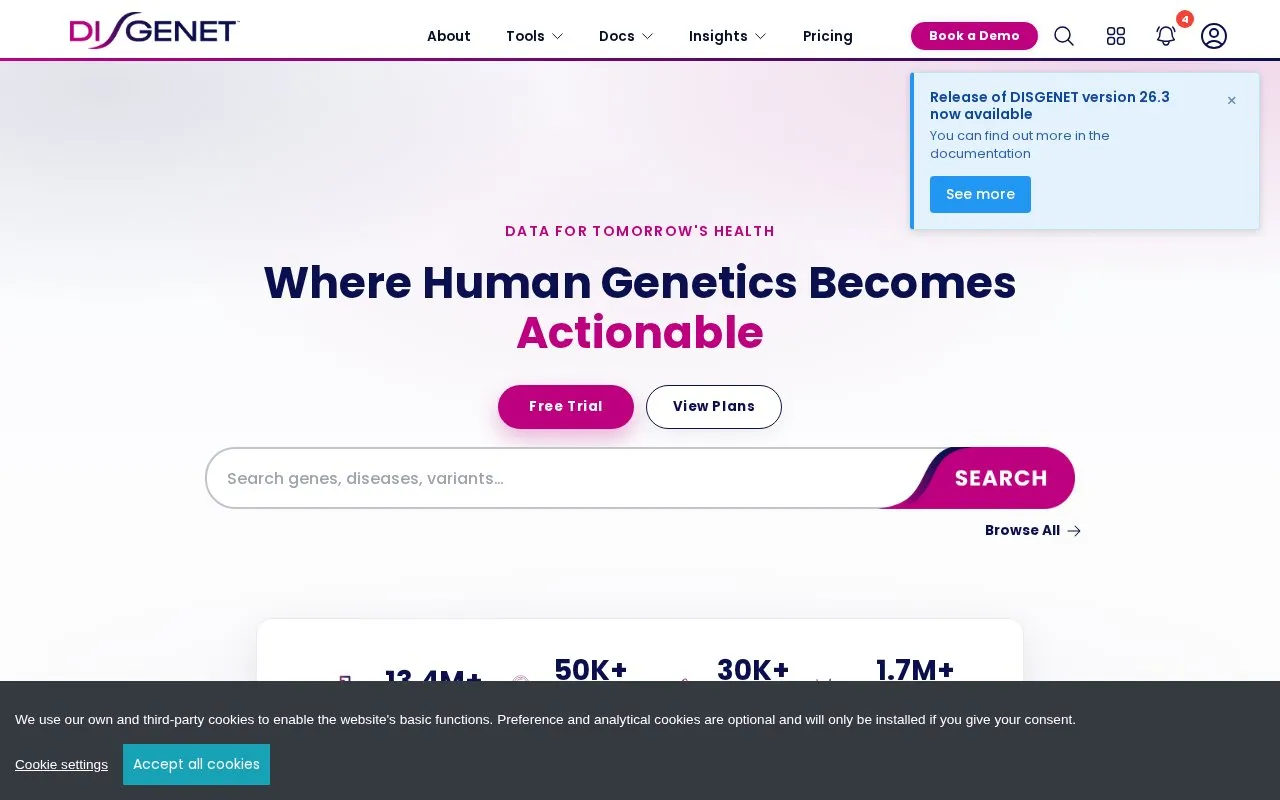 DISGENET homepage screenshot