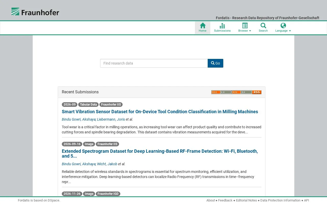 Fordatis homepage screenshot