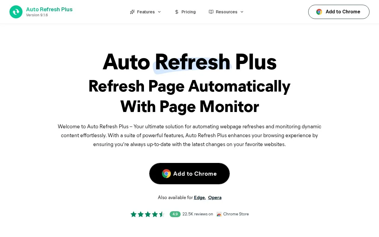AutoRefresh homepage screenshot
