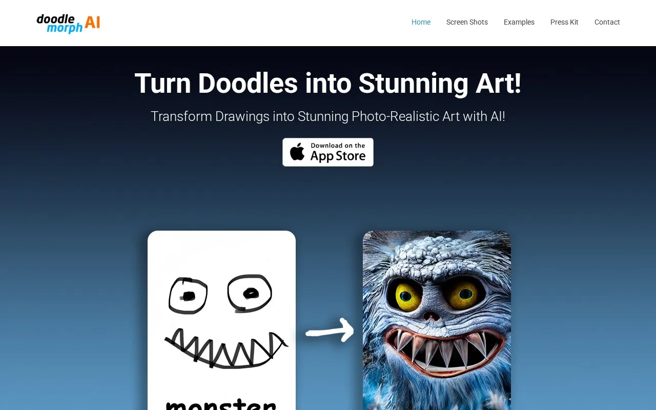 Doodle Morph AI homepage screenshot