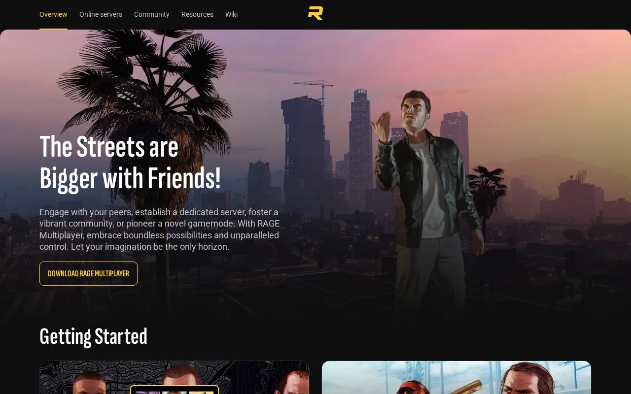 RAGE homepage screenshot