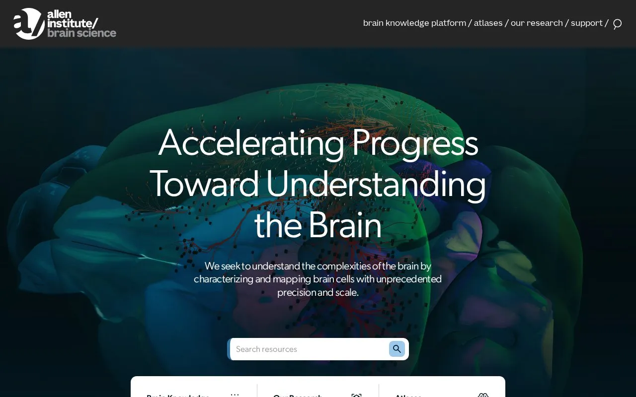 Allen Brain Map homepage screenshot