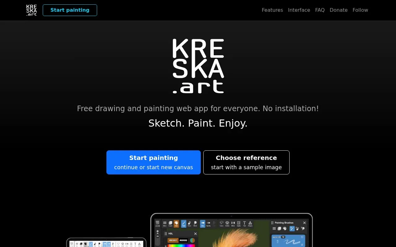 KRESKA.art homepage screenshot