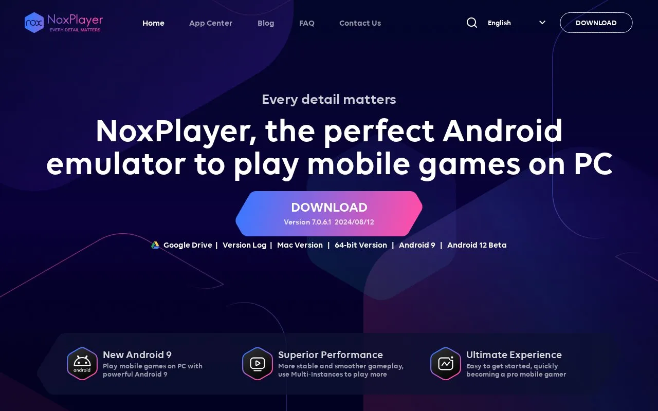 NoxPlayer homepage screenshot