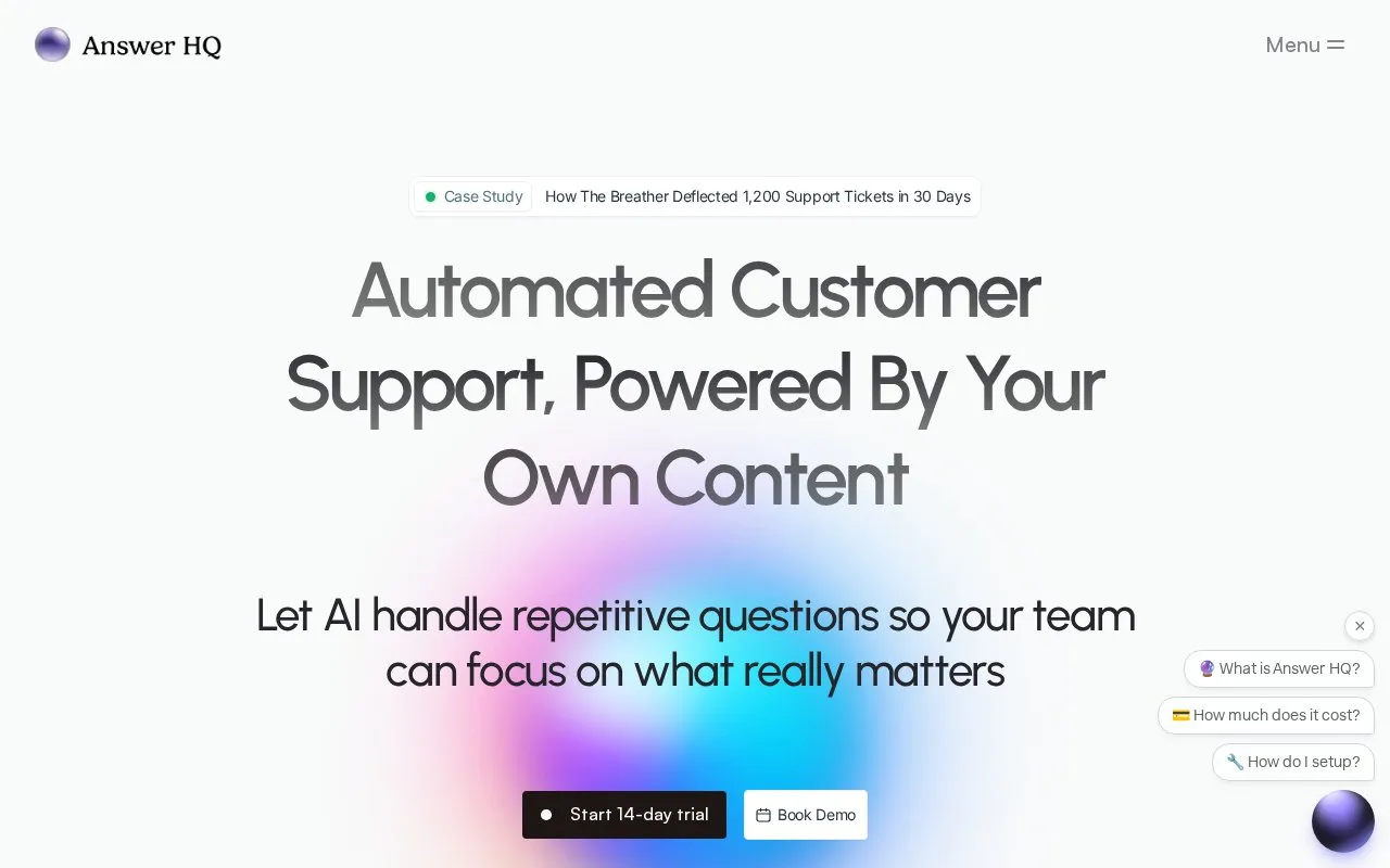 Answer HQ homepage screenshot