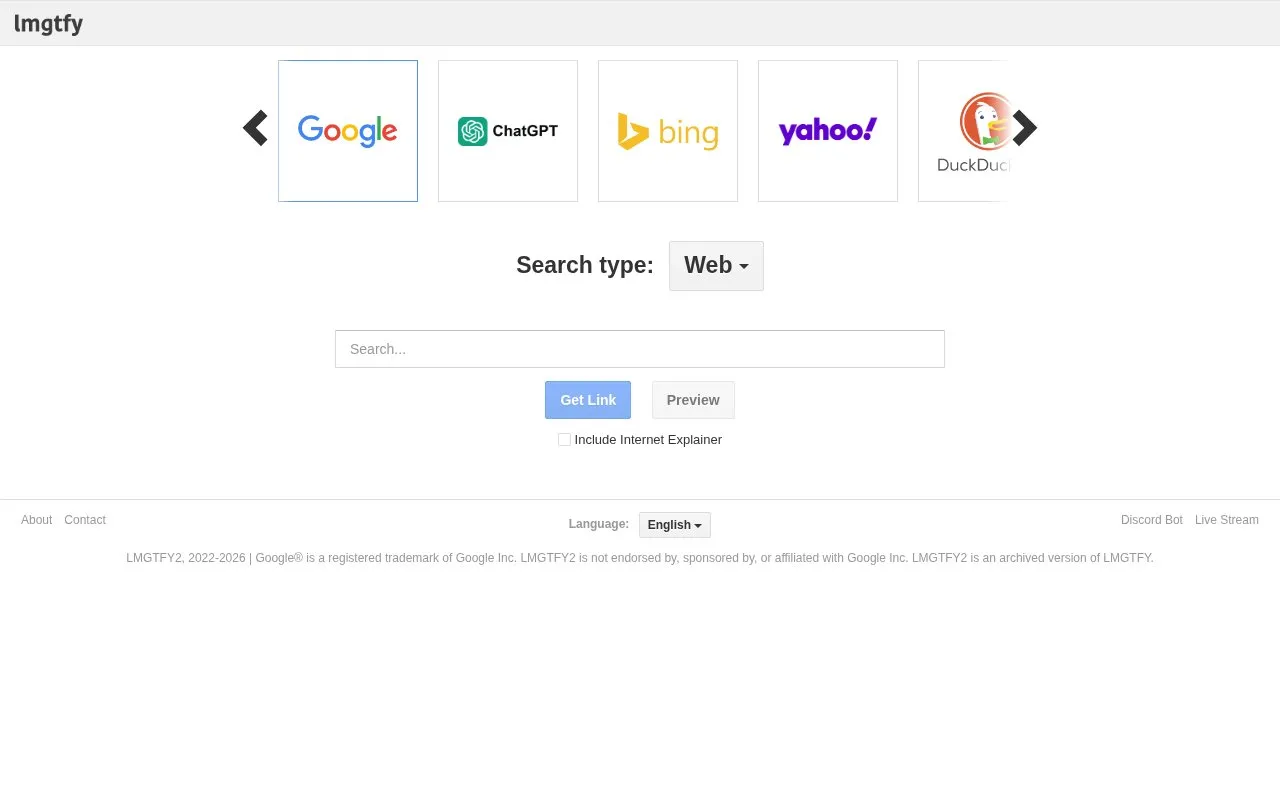 LMGTFY homepage screenshot