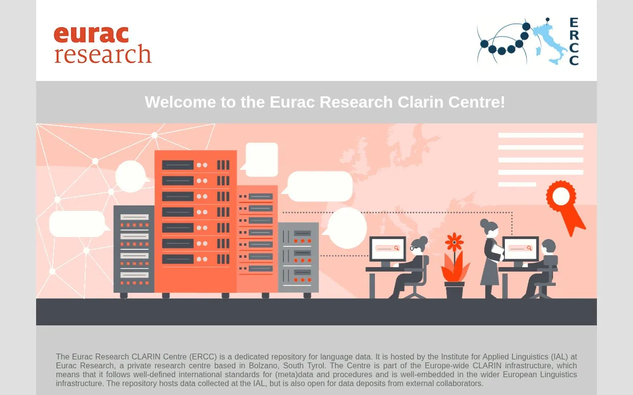 Eurac Research CLARIN Centre homepage screenshot