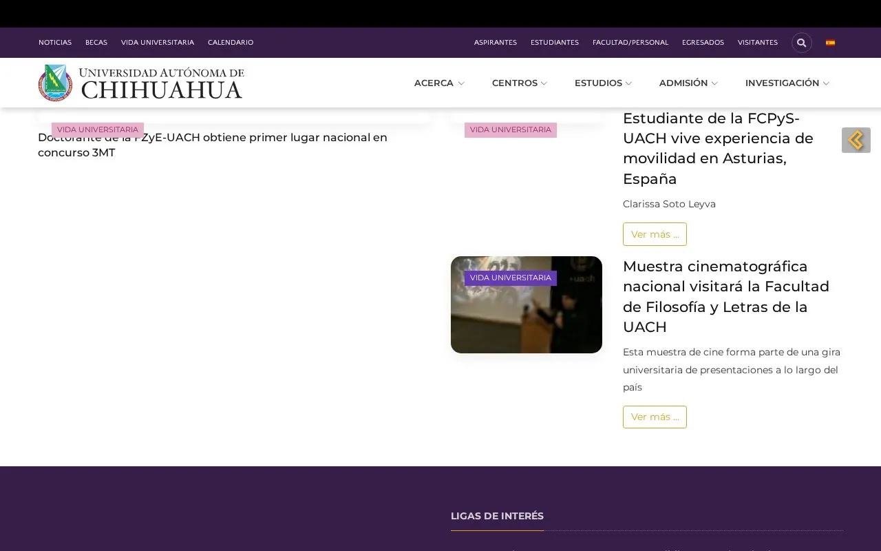 Universidad Autónoma de Chihuahua homepage screenshot