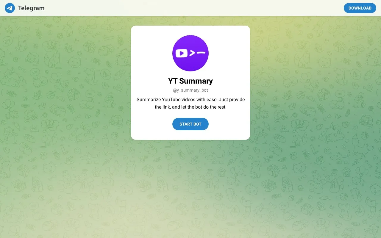 @y_summary_bot homepage screenshot
