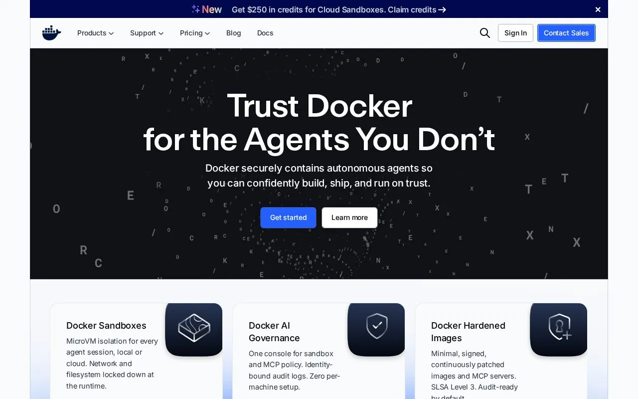 Docker homepage screenshot