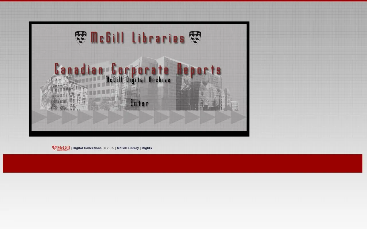 McGill Digital Archive: Canadian Corporate Reports Project homepage screenshot