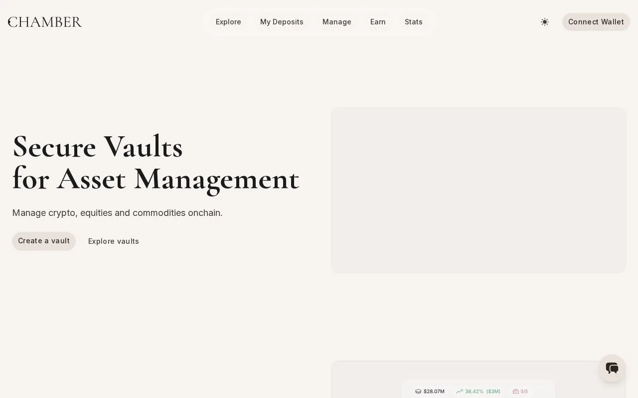 Chamber Vaults homepage screenshot