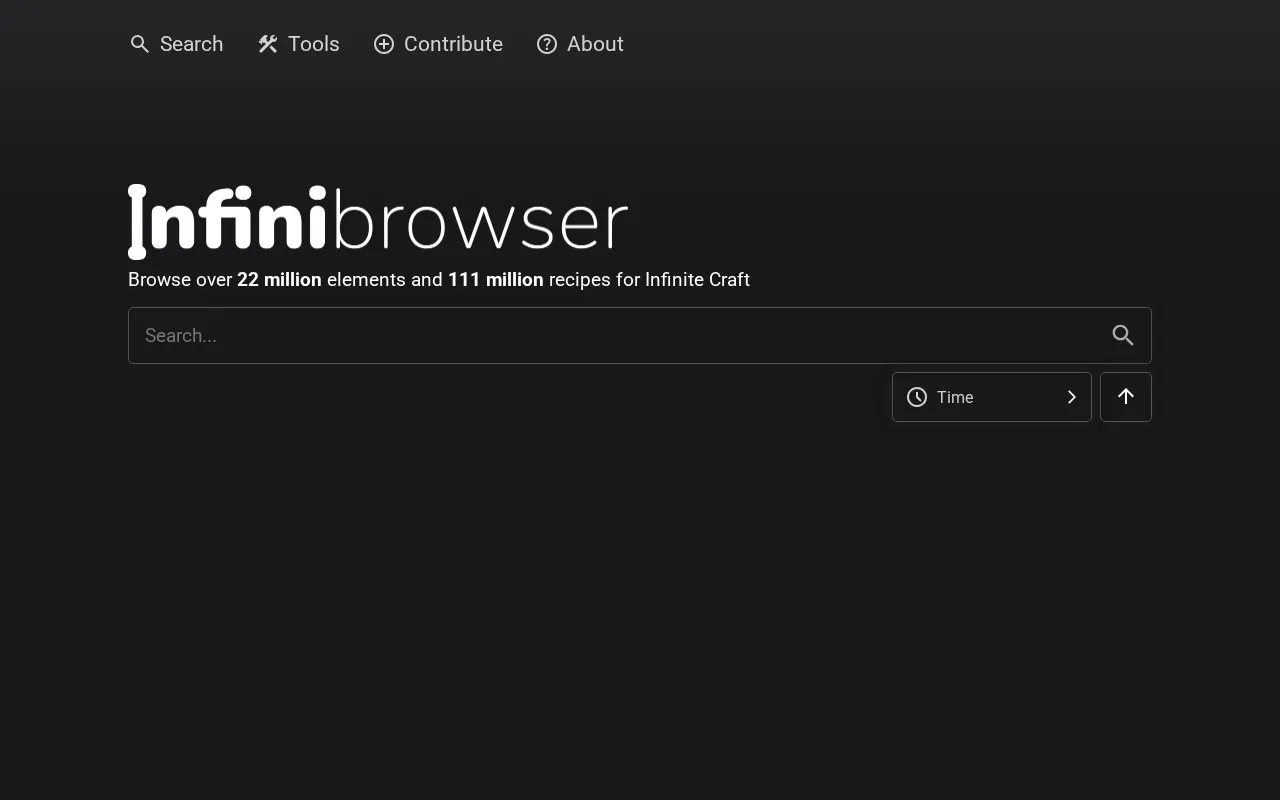 Infinite Craft Browser homepage screenshot