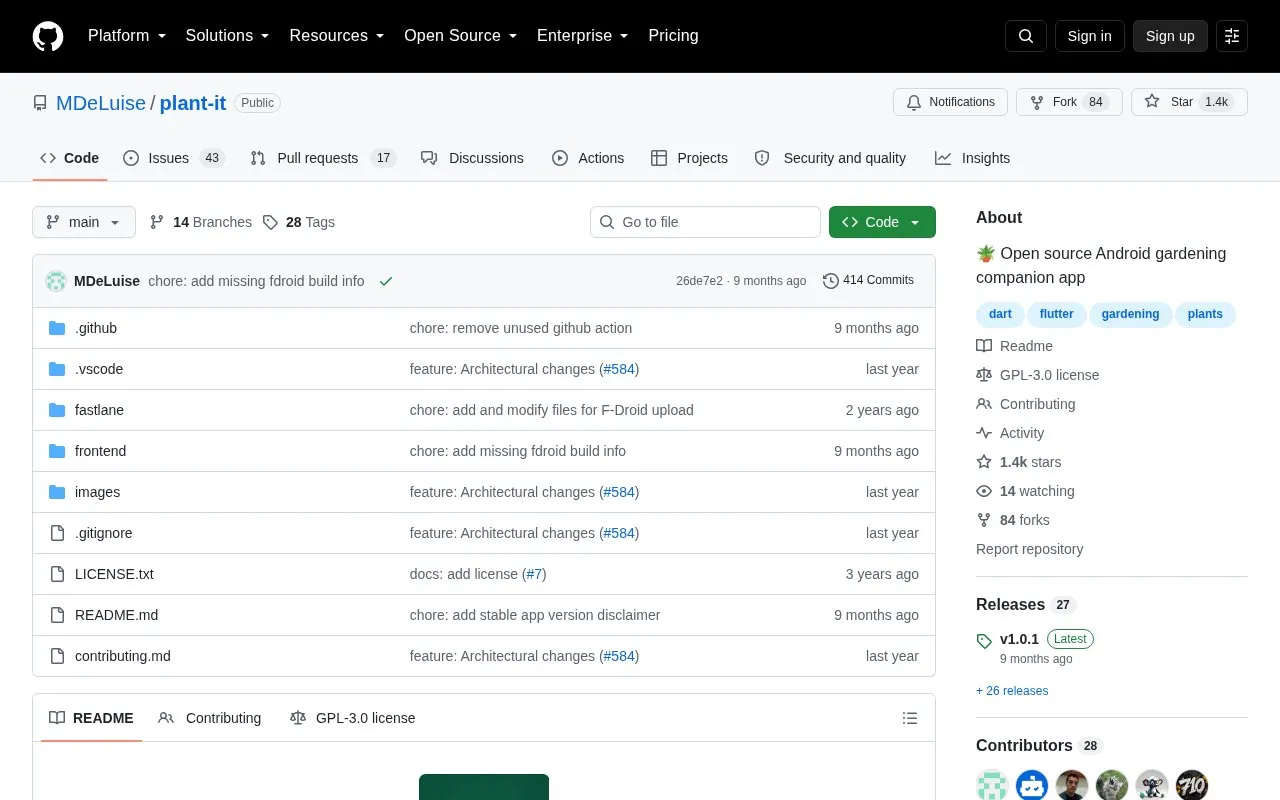 Plant-it homepage screenshot