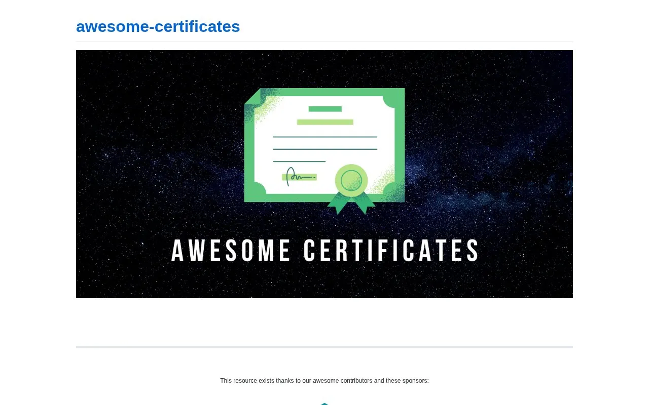 awesome-certificates homepage screenshot
