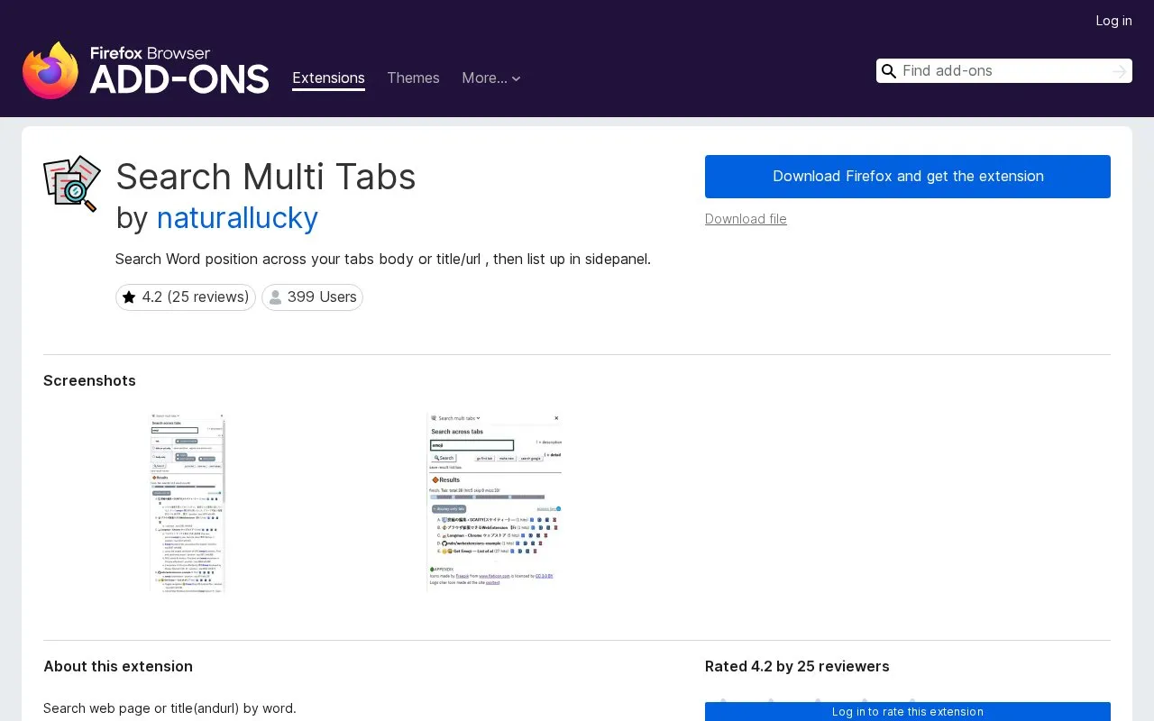 Search Multi Tabs by naturallucky homepage screenshot