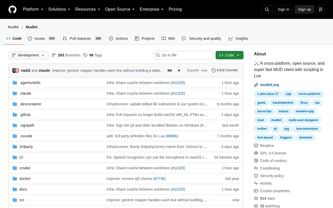 Mudlet homepage screenshot