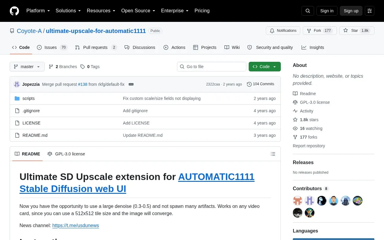 Upscaling homepage screenshot