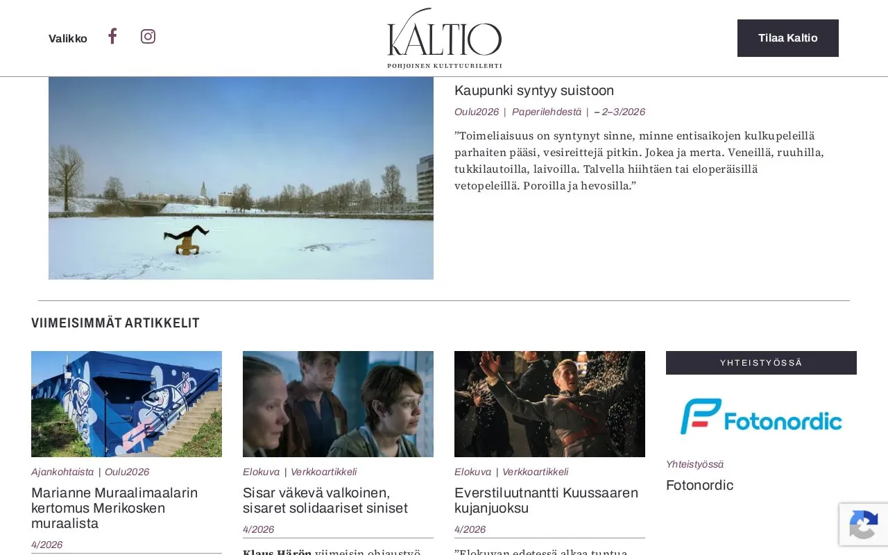 Kaltio homepage screenshot