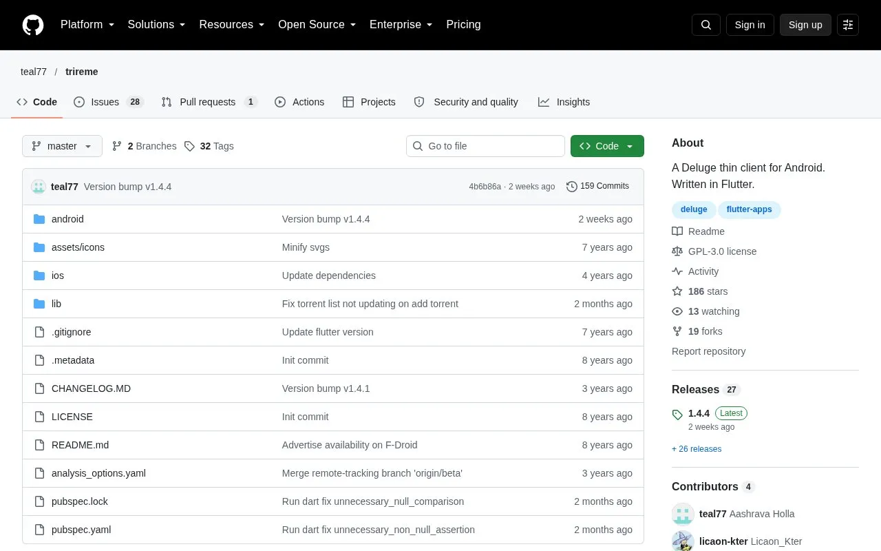 Trireme homepage screenshot