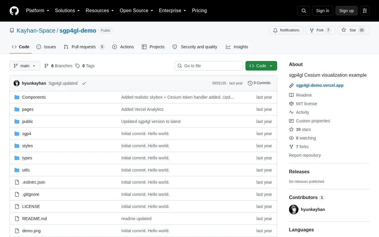 Sgp4gl Demo homepage screenshot
