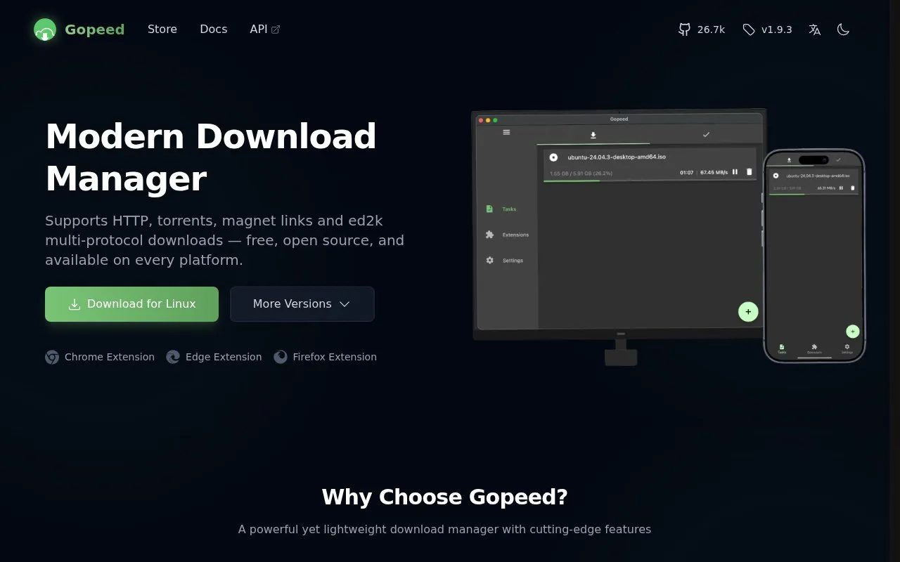 Go Speed homepage screenshot