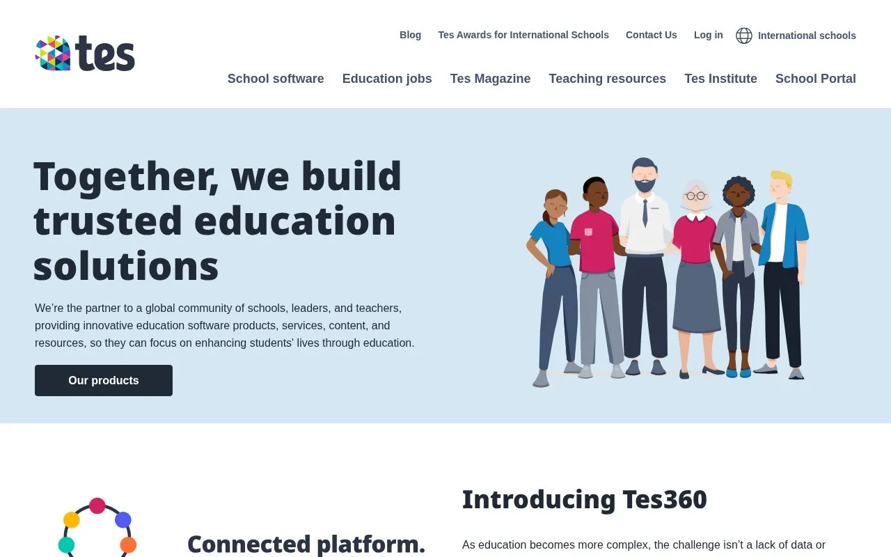 Times Educational Supplement homepage screenshot