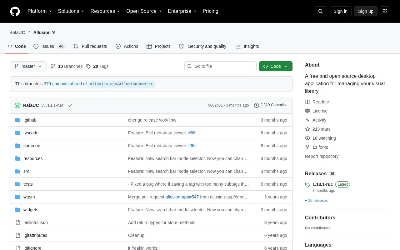Allusion homepage screenshot