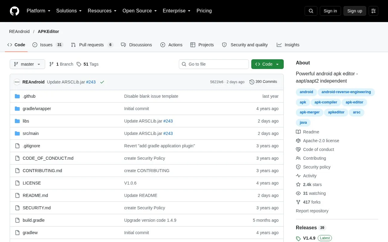 APKEditor homepage screenshot