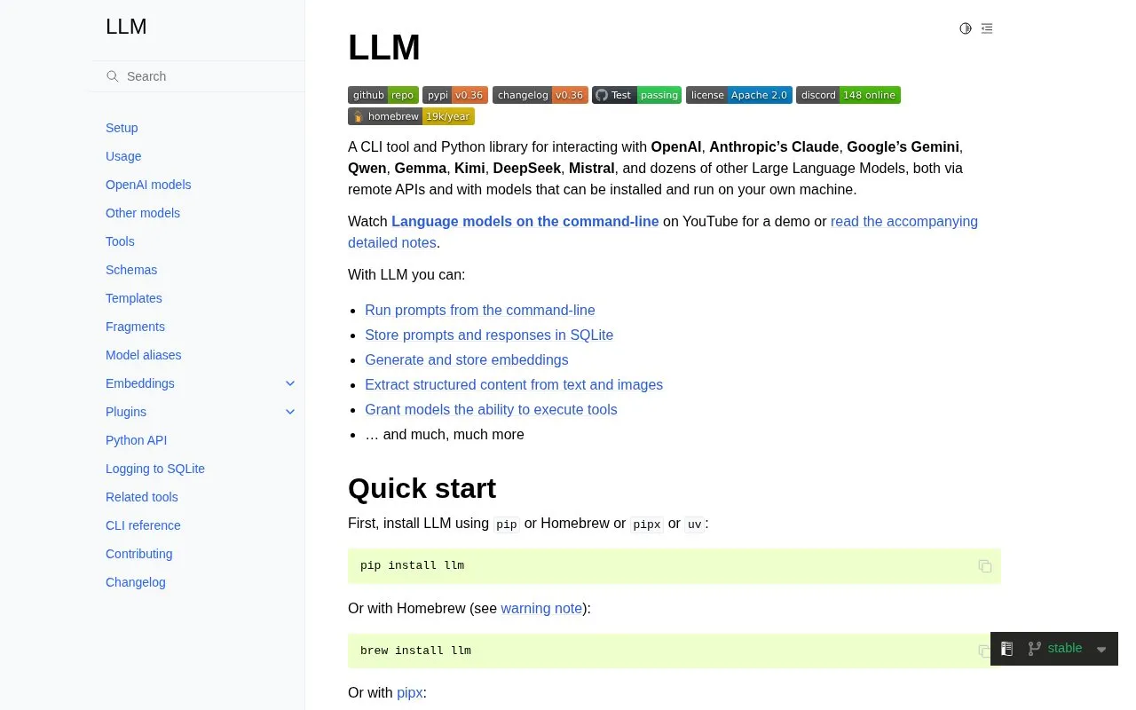 LLM homepage screenshot