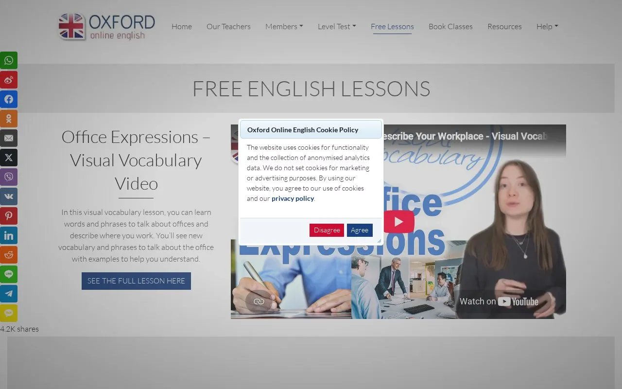 Oxford Online homepage screenshot