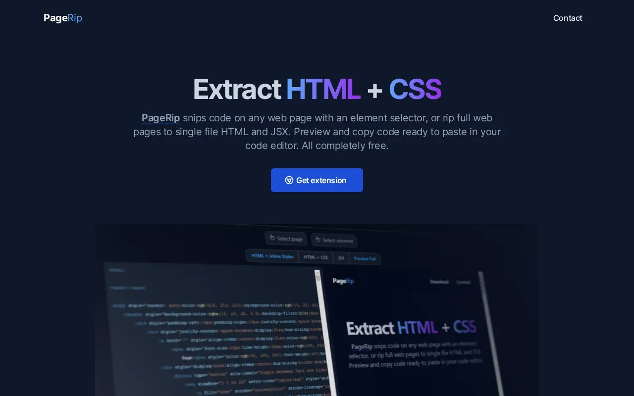 PageRip homepage screenshot