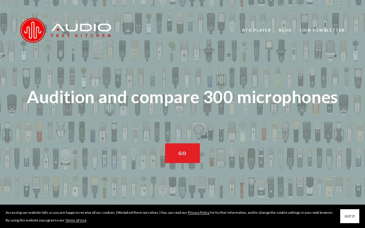 Audio Test Kitchen homepage screenshot