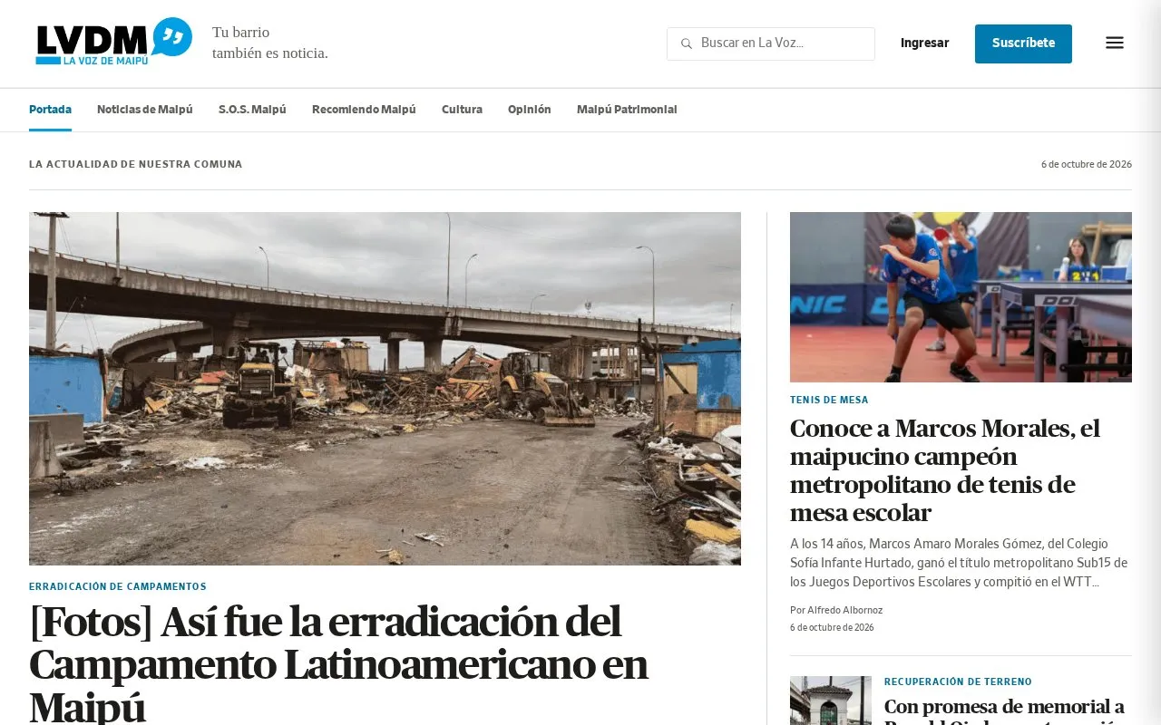 La Voz de Maipú homepage screenshot
