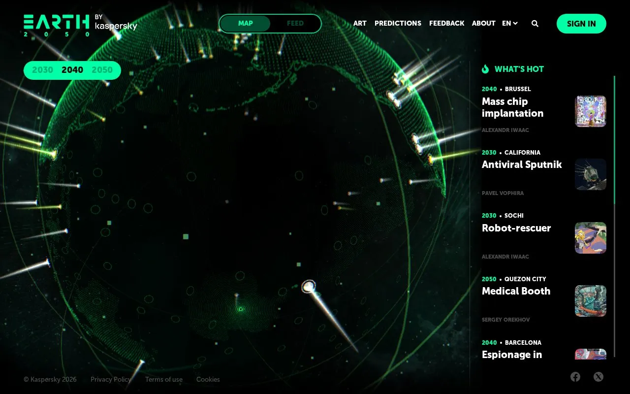 Earth 2050 homepage screenshot