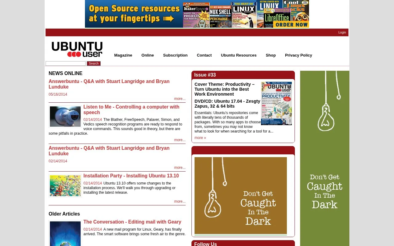 Ubuntu User homepage screenshot