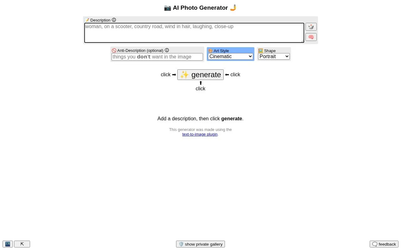 Perchance homepage screenshot