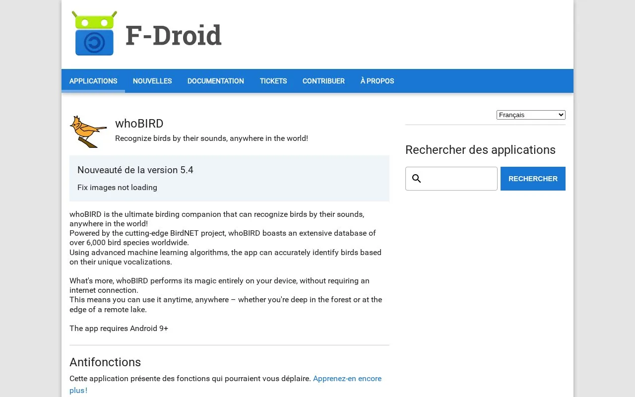 whoBIRD homepage screenshot