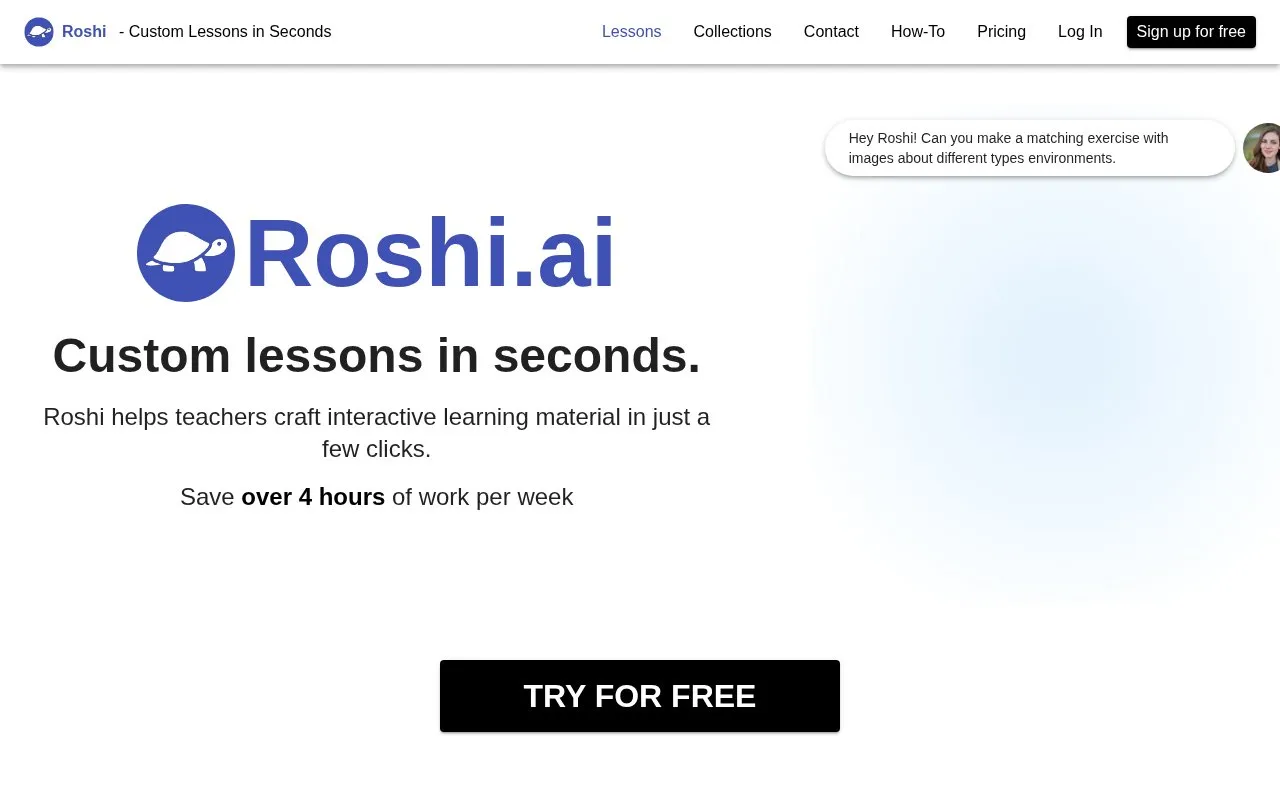 Roshi homepage screenshot