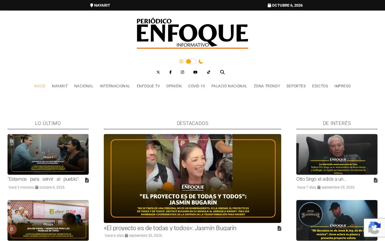 Enfoque Informativo de Nayarit homepage screenshot