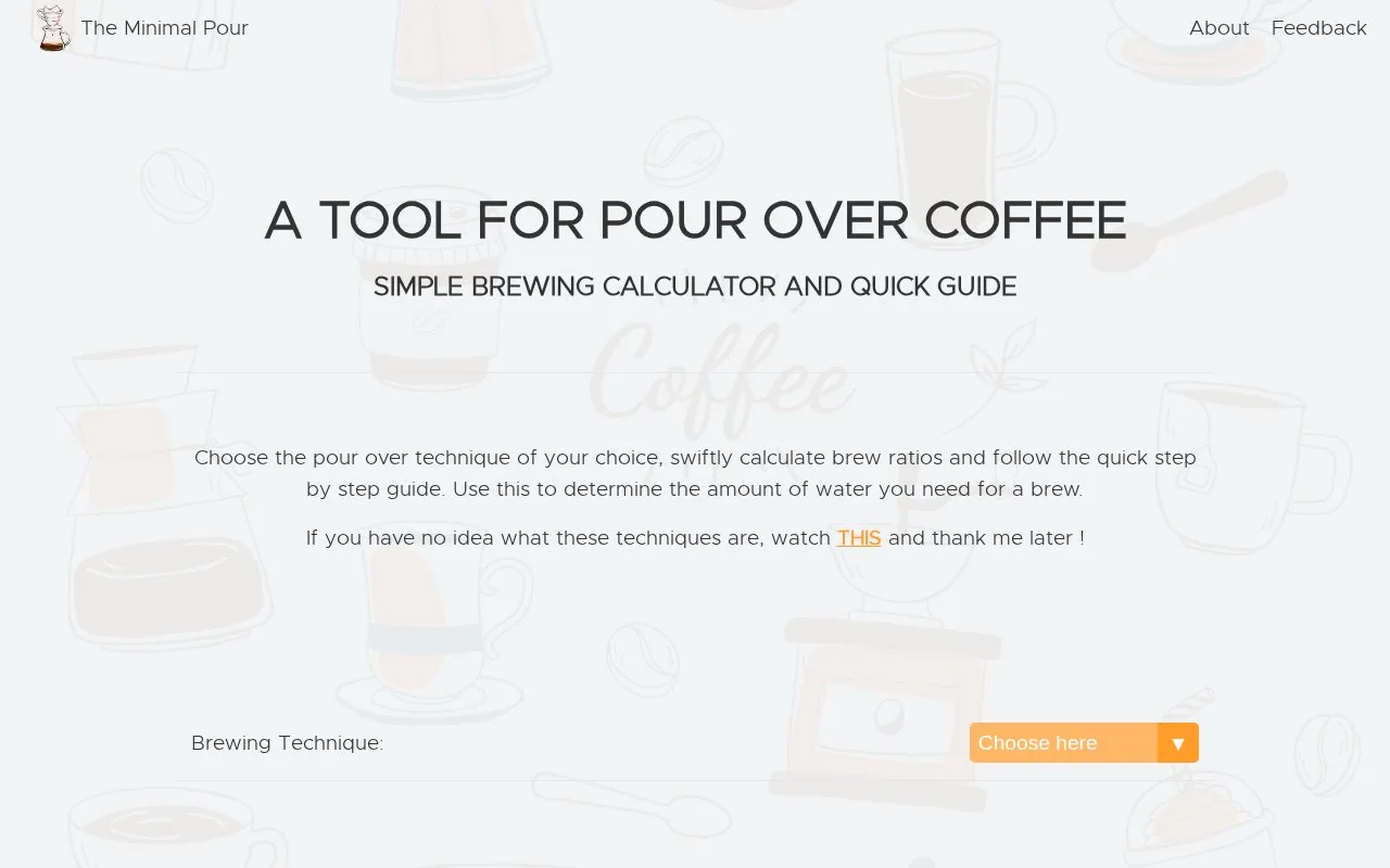The Minimal Pour homepage screenshot