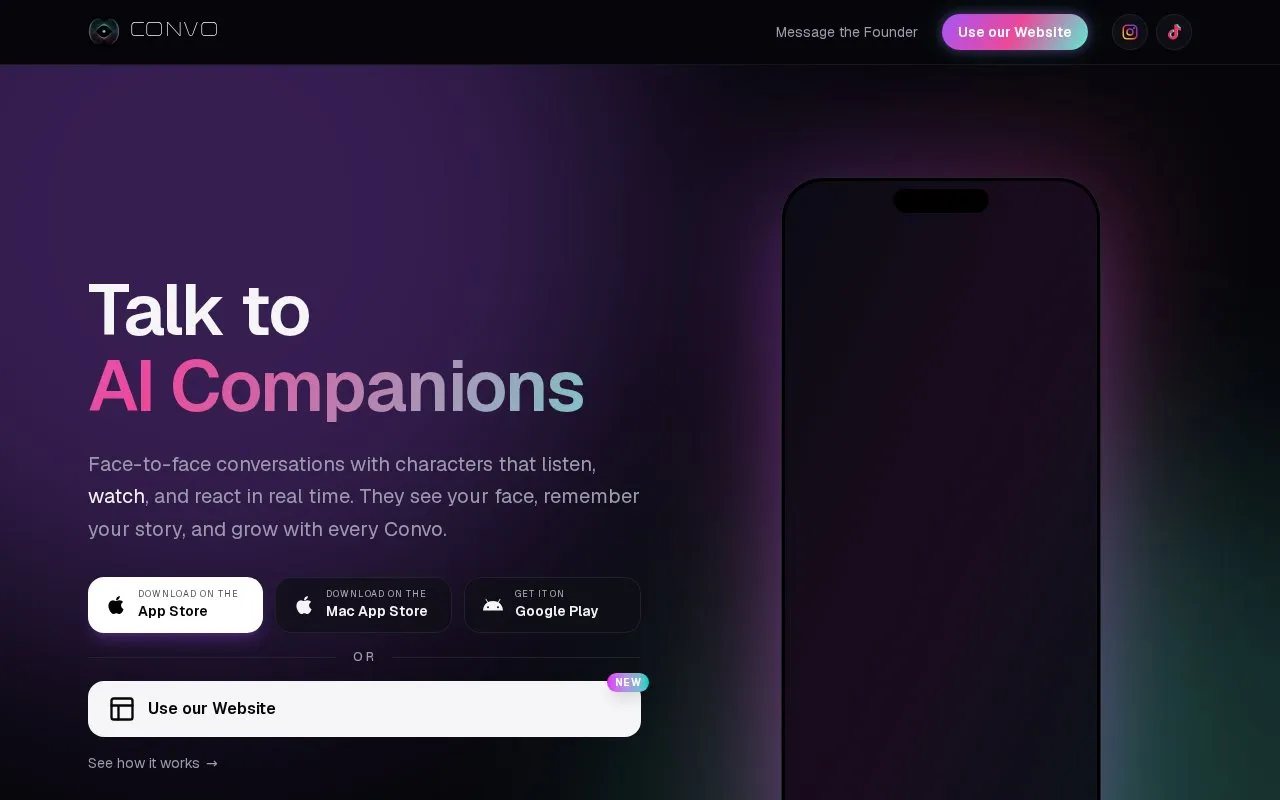 Convo homepage screenshot