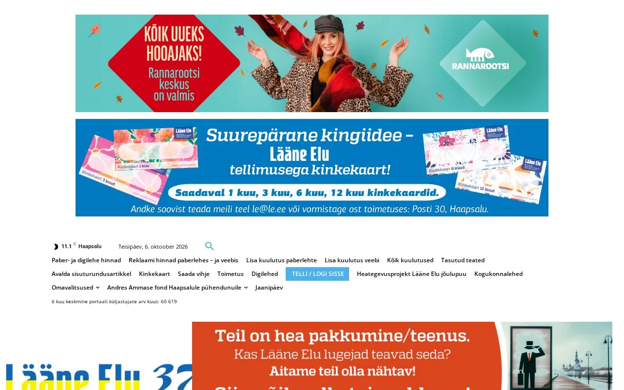 Lääne Elu homepage screenshot