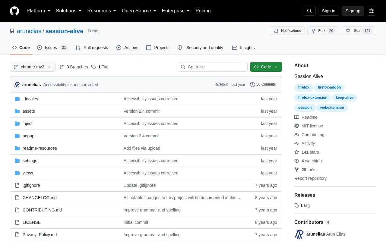 Session Alive homepage screenshot
