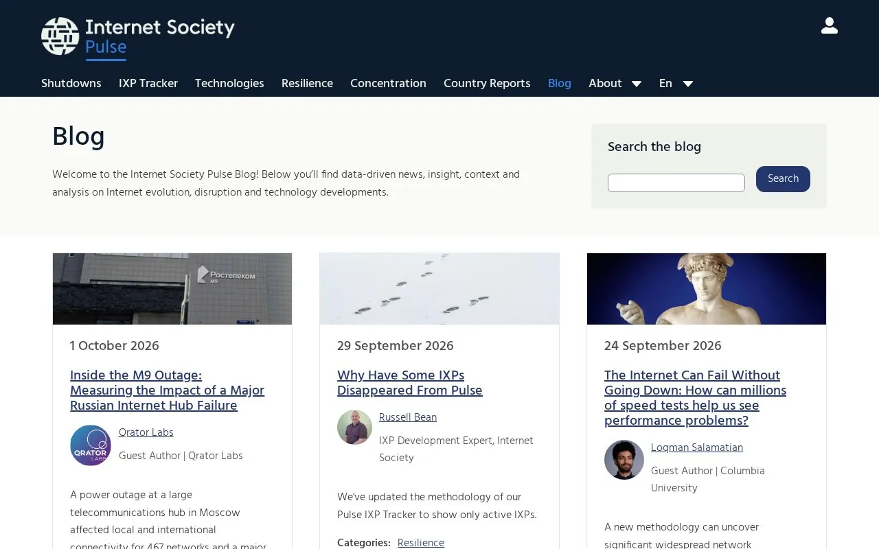 Internet Society homepage screenshot