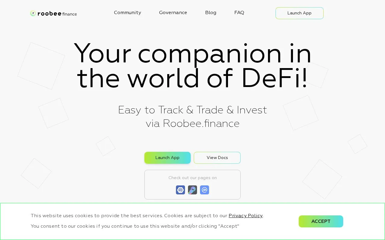 Roobee Finance homepage screenshot