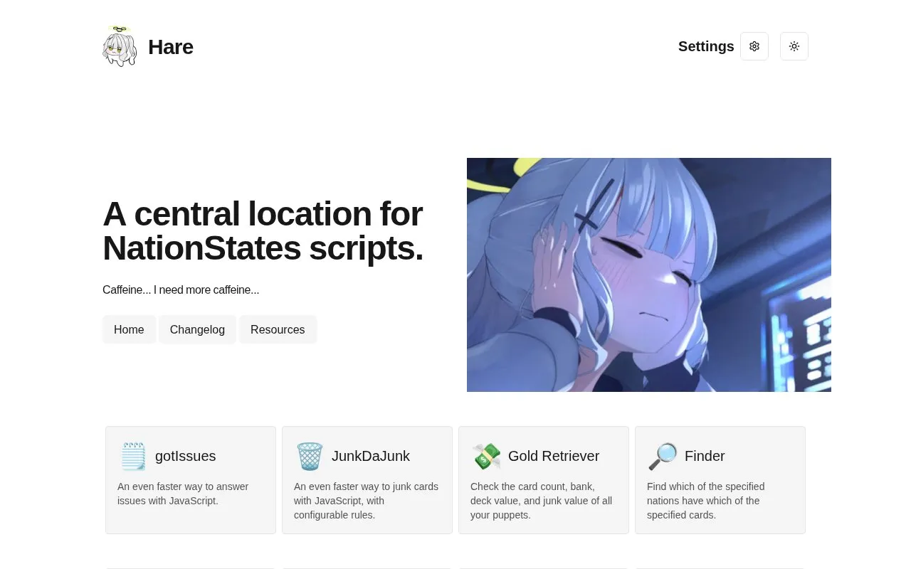 Scripts homepage screenshot