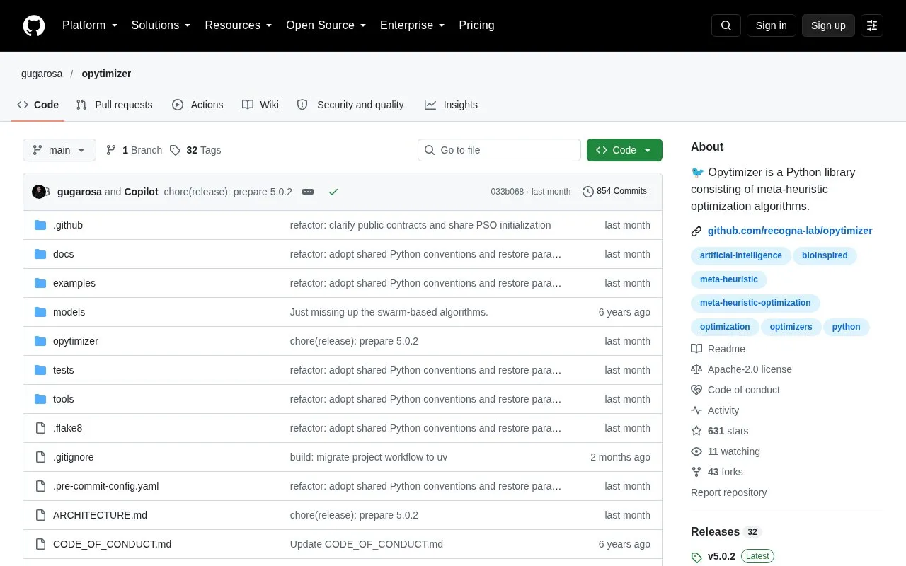 Opytimizer homepage screenshot