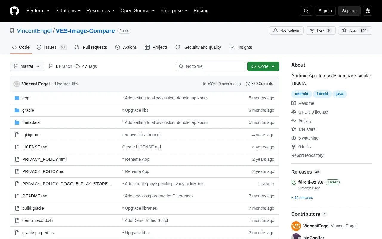 VES-Image-Compare homepage screenshot